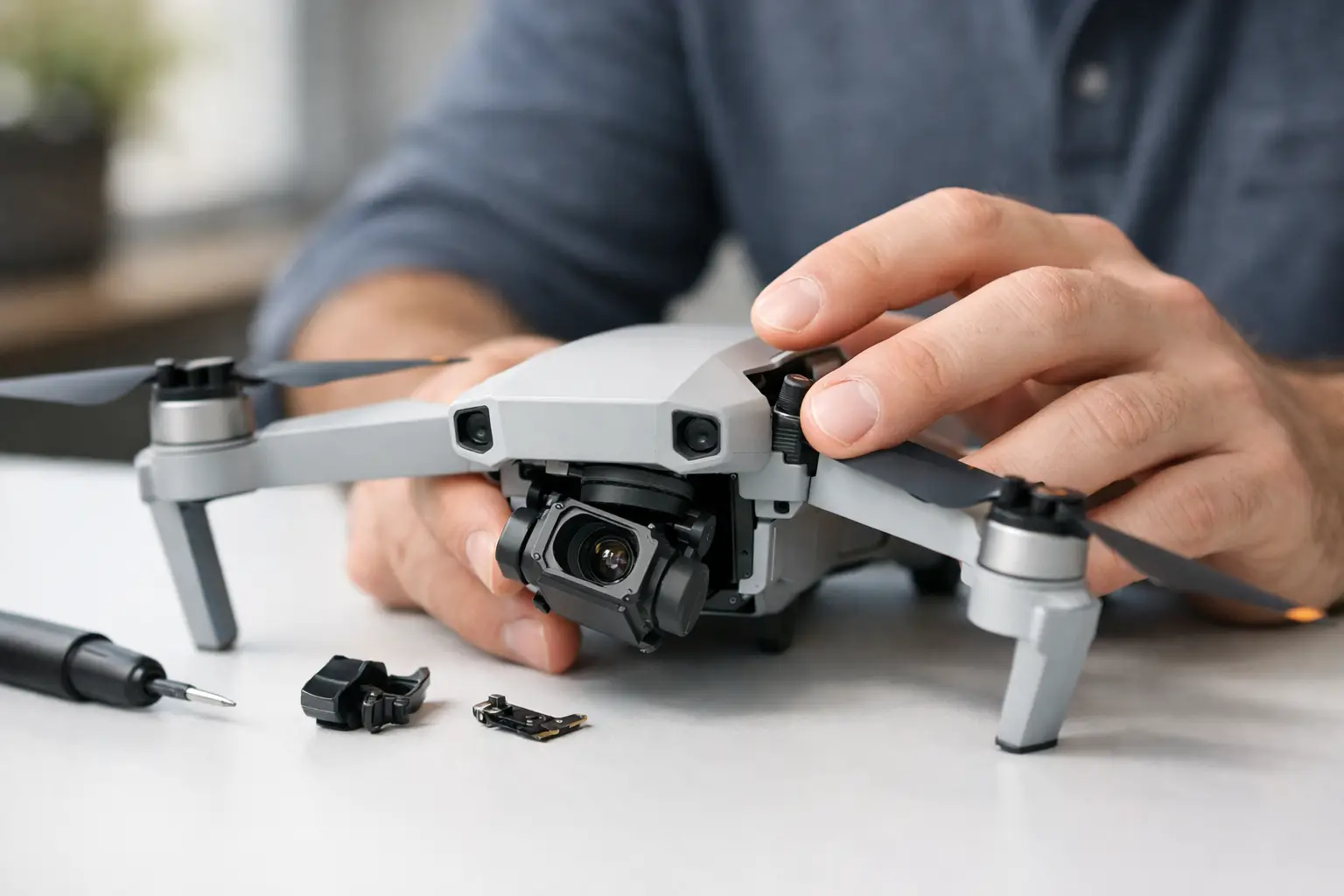 Como identificar dano no gimbal do drone