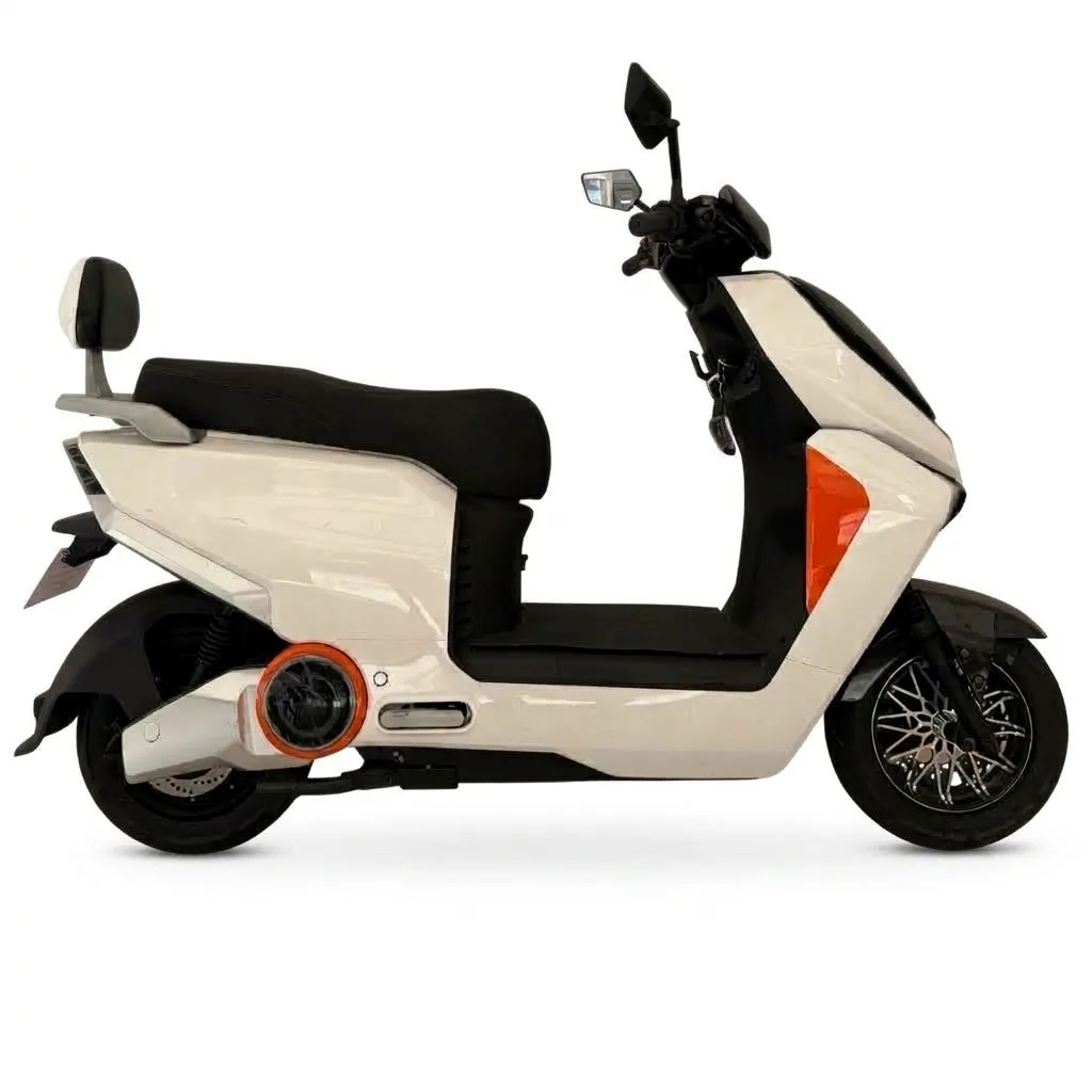 Scooter elétrica AG10 branca, vista lateral